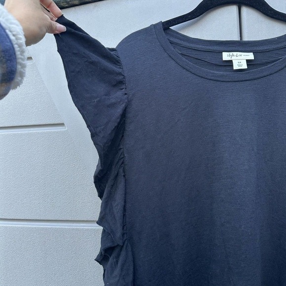 Style&co. Women's Plus Black Fog Crew Neck Top 100% Cotton NWT Size 1X - Picture 3 of 8